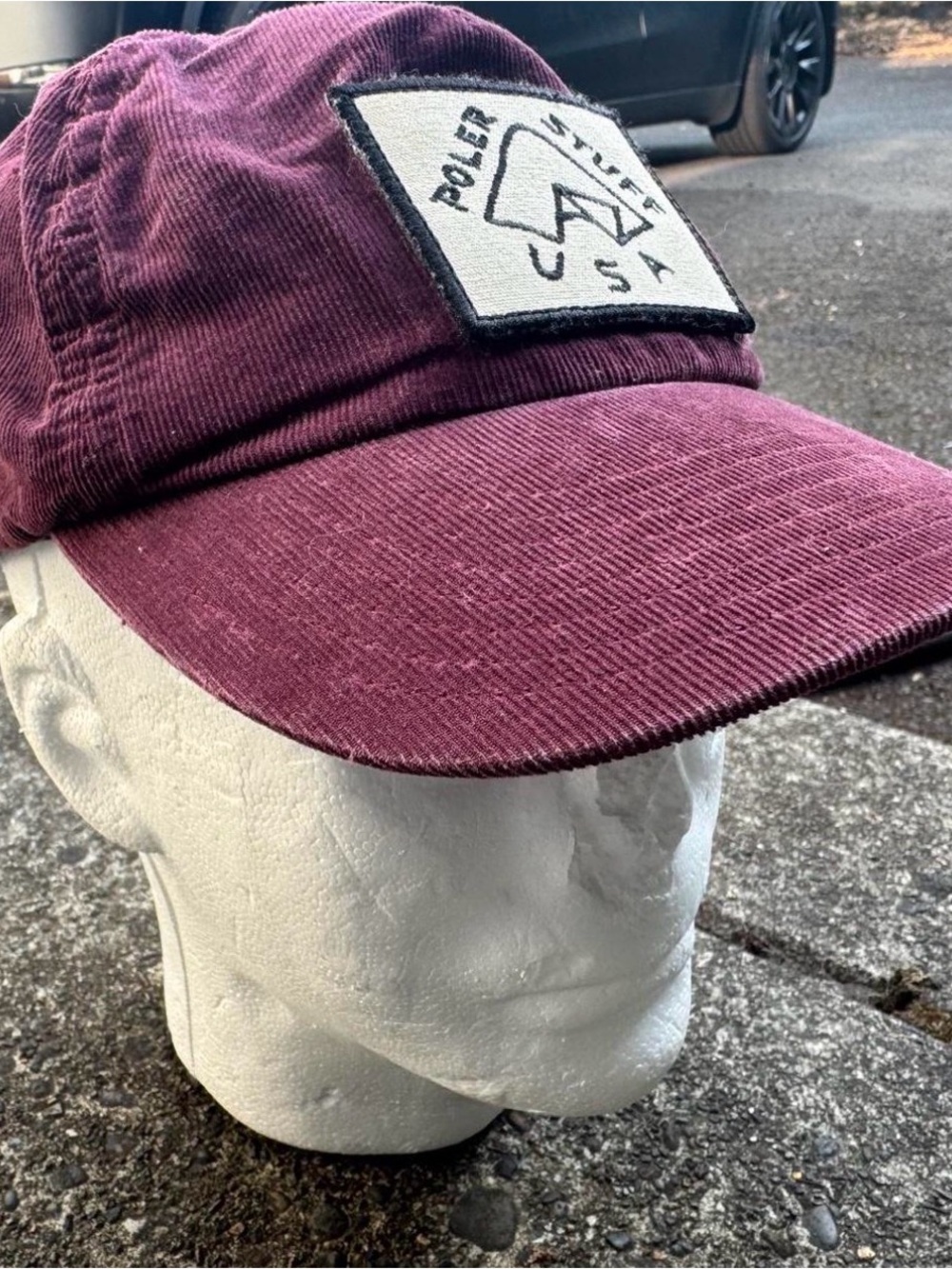 Poler Mountain Hat Cap Snapback Maroon Corduroy Adjustable Patch